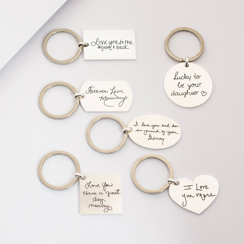 Engraved Actual Handwriting Keychain