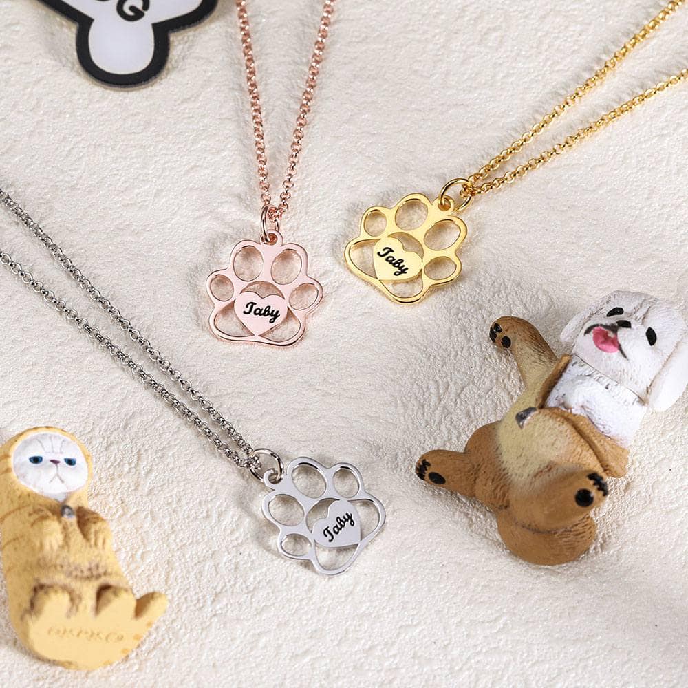 Custom Paw Necklace with Name