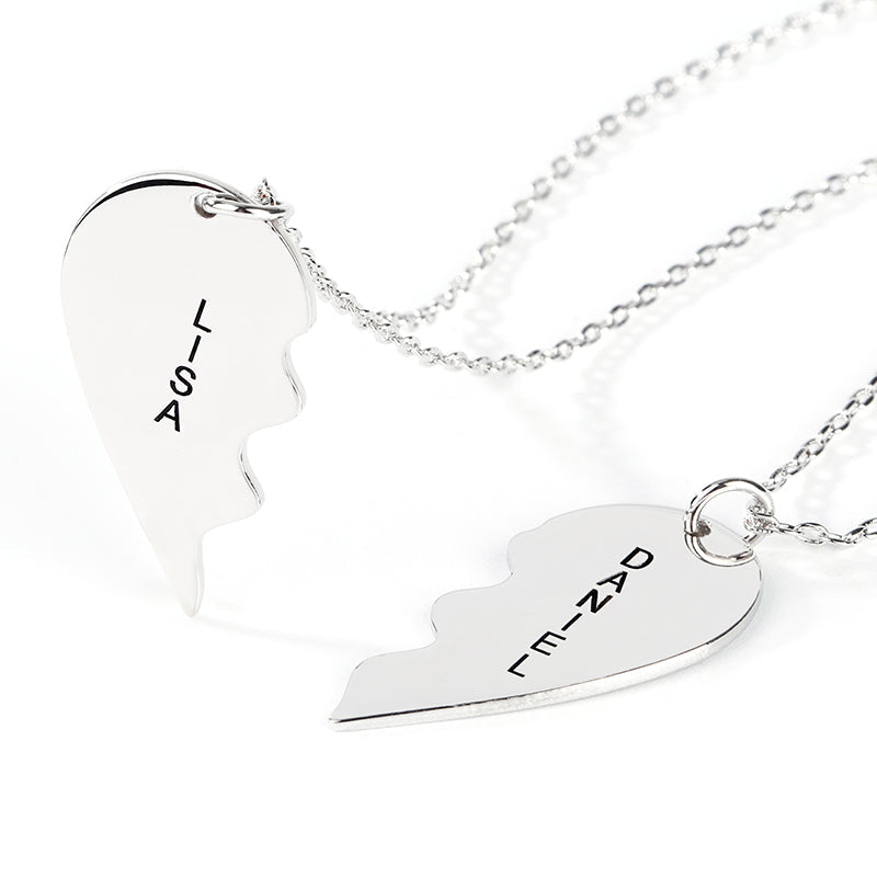 Personalized Two Piece Broken Heart Necklace