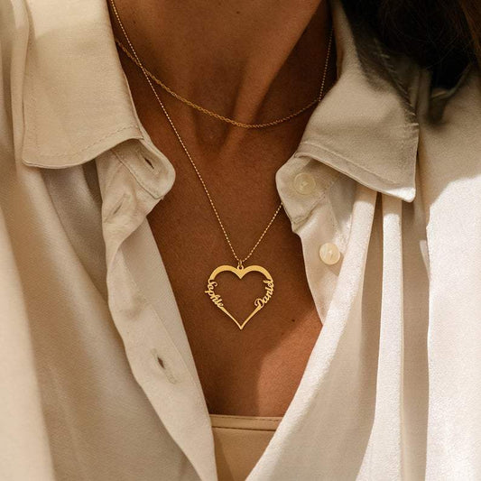 Double Heart Name Necklace