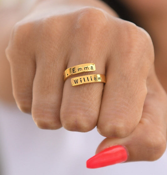 Personalized Adjustable Engraved Wrap Ring