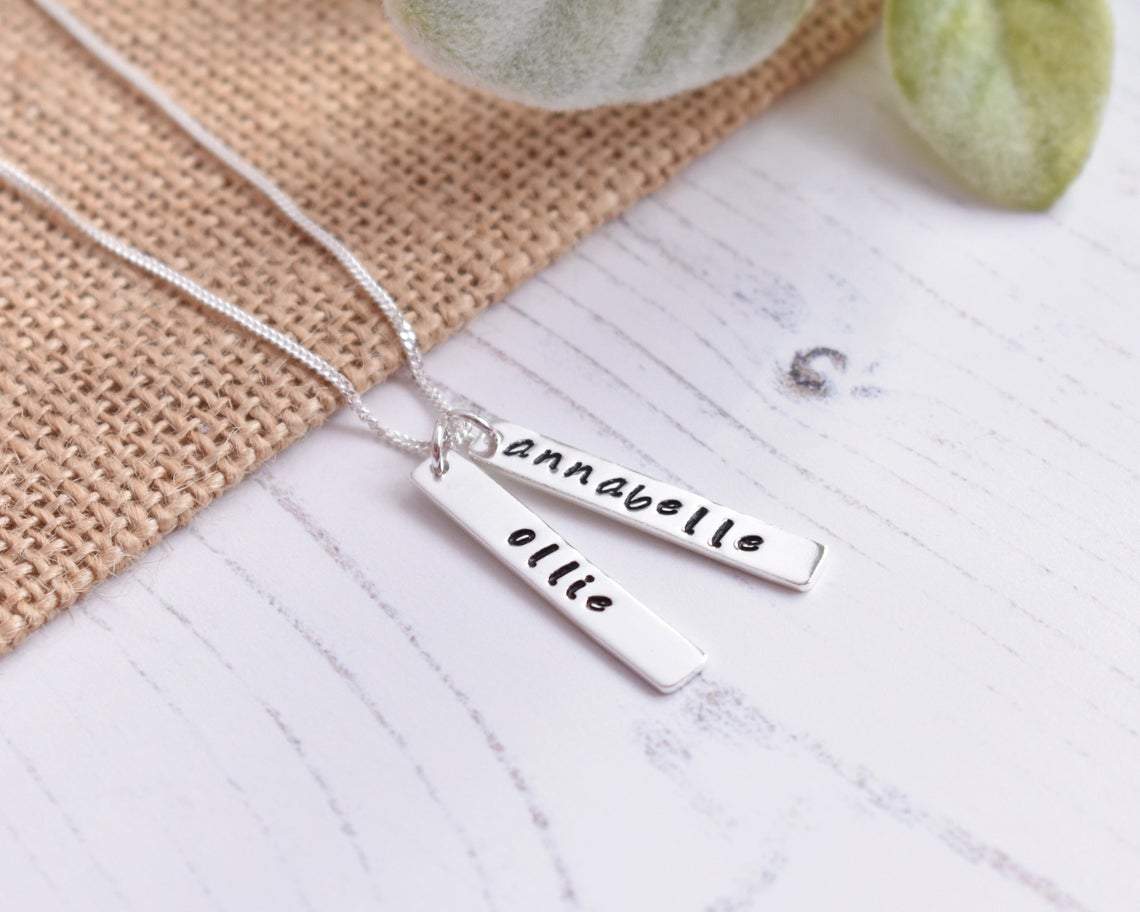 Personalized Name Tag Bar Necklace