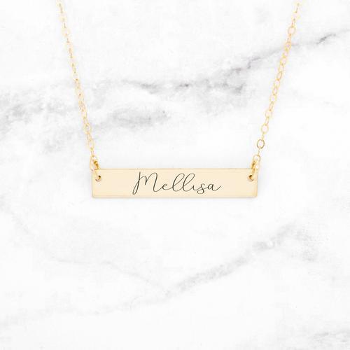 Personalized Name Script bar Necklace