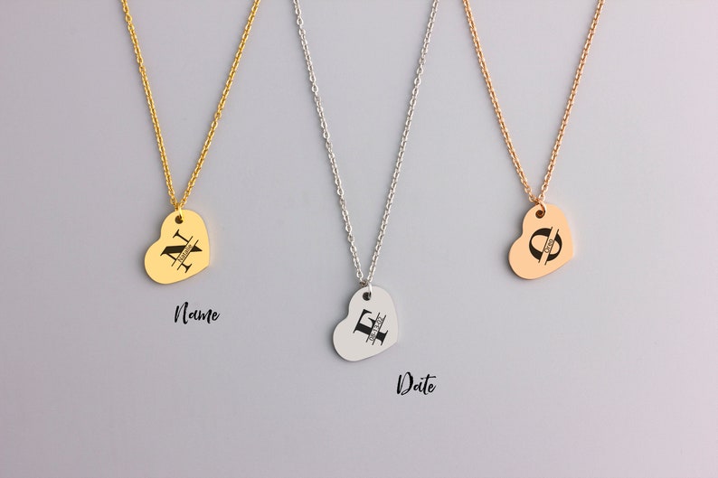 Name and Date Necklace Memorial Gift for Her