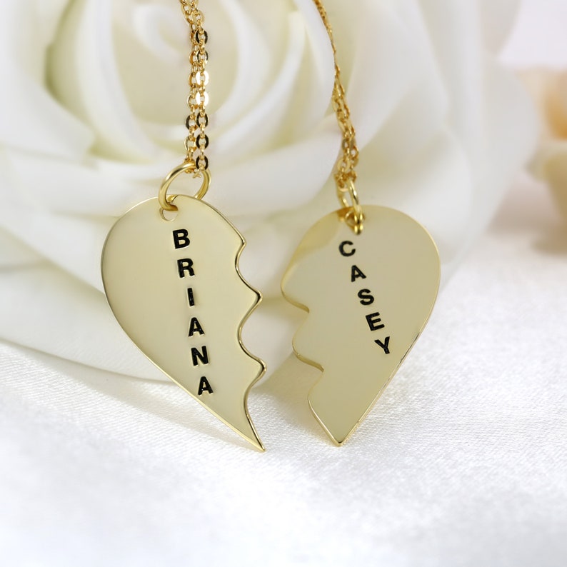 Personalized Two Piece Broken Heart Necklace